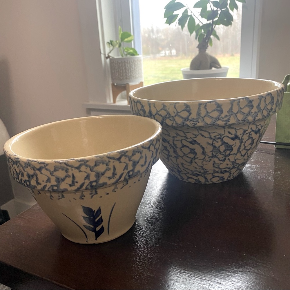 R.R.P Company Roseville spongeware bowls.